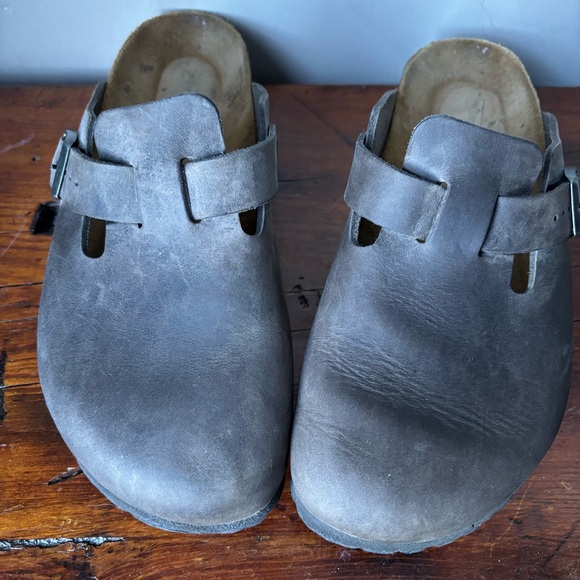 Birkenstock Gray Leather Boston size 40 or women’s size 9 - Picture 3 of 8